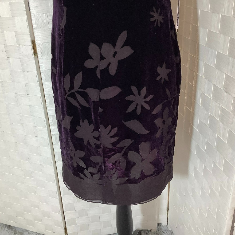 Liz claiborne night plum purple floral velvet dress size 8 - Picture 9 of 13